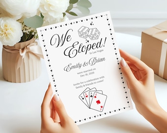 Las Vegas Elopement Announcement, Casino Theme Marriage Celebration Invite, Playing Card Vegas Party Invitation, Printable Eloped Card
