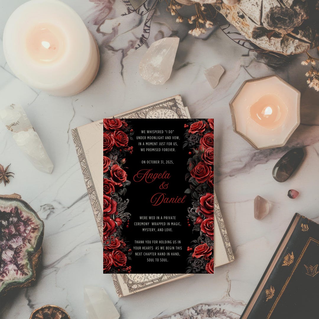 Gothic Elopement Announcement Canva Template Gothic Romance 5x7
