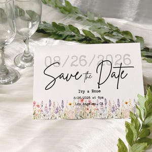 Save the Date Card Template | Vintage Wildflowers & Books | 5x7 Canva Editable | Printable Wedding Save the Date MMV009