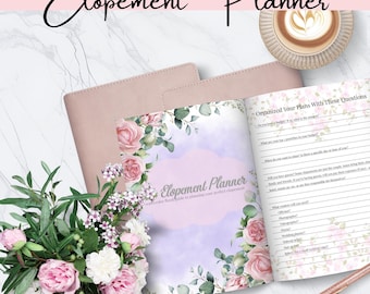 Akwarelowy kwiatowy plan ucieczki do wydrukowania | Lista kontrolna planowania ślubu w formacie PDF | Elopement Day Binder, organizator budżetu | Natychmiastowe pobranie