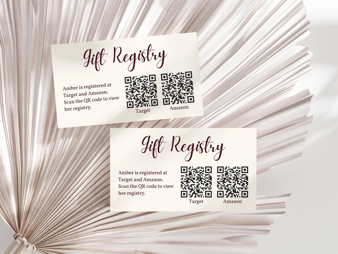 Bridal Gift Registry Card Template | Moody Floral Burgundy Theme ...
