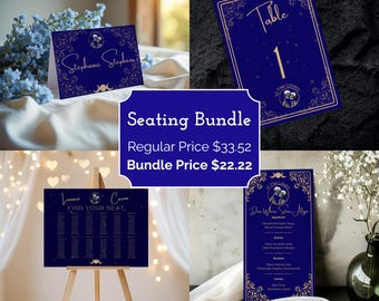 Lot de réception de mariage gothique | Tarot macabre | Plan de la salle, numéros de table, marque-places, menu | Modèle de toile | Téléchargement instantané MMV022