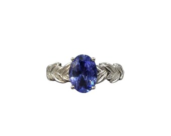 Nature Leaf tanzanite S925 Silver Ring | Handmade Gemstone Jewelry | Gift for her