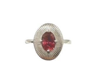 Vintage Brazilian Orange Pink Rubellite Tourmaline S925 Silver Ring
