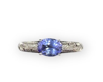 Braided-look Delicate Tanzania tanzanite S925 Silver Ring | Handmade Gemstone Jewelry | Gift for her