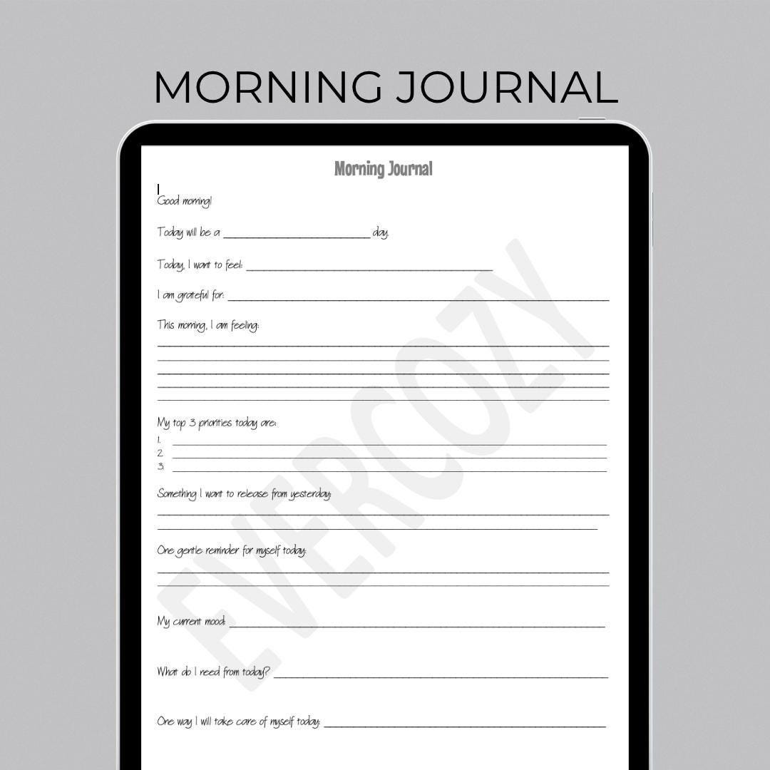 Daily Start Journal Entry - Digital Morning Page for Goodnotes &amp; Myscript Notes | Aesthetic ...