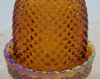 NEW LOWER PRICE - Moser Amber Diamond Glimmer Fairy Lamp with Carnival Base