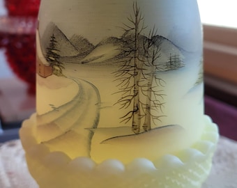 NEW LOWER PRICE - Vintage Fenton Winter Scene Fairy Lamp