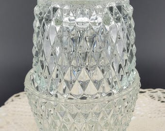 Indiana Glass Crystal Clear Diamond Point Fairy Lamp