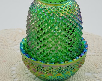 Moser Green Diamond Point Fairy Lamp