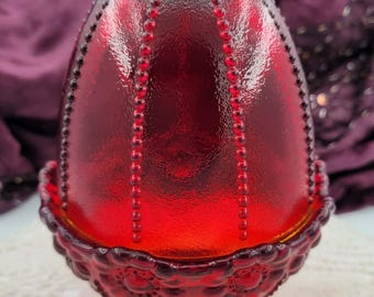 Very Unique Fenton Beaded Amberina Fairy Lamp