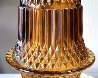 Vintage Indiana Glass Fairy Lamp - Honey Amber Glow