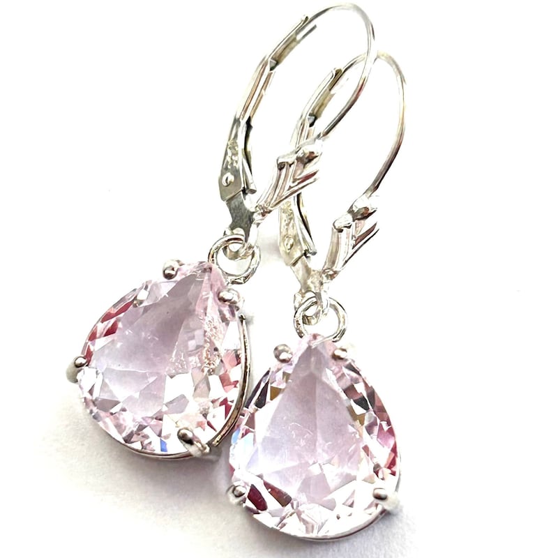 Pink Cz Lever Back Earrings Etsy