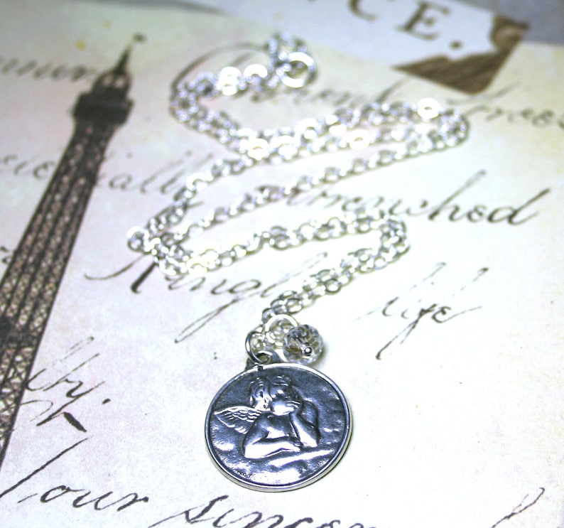 Free Shipping Handmade with All Sterling Silver The Little Cherub Necklace Raphael/'s Angel Pendant
