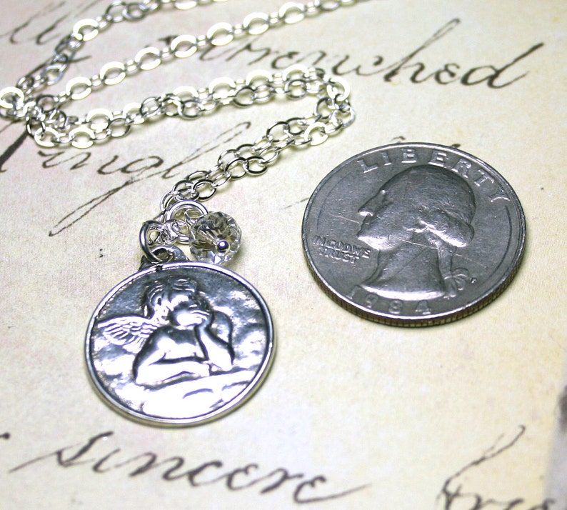 Free Shipping Handmade with All Sterling Silver The Little Cherub Necklace Raphael/'s Angel Pendant