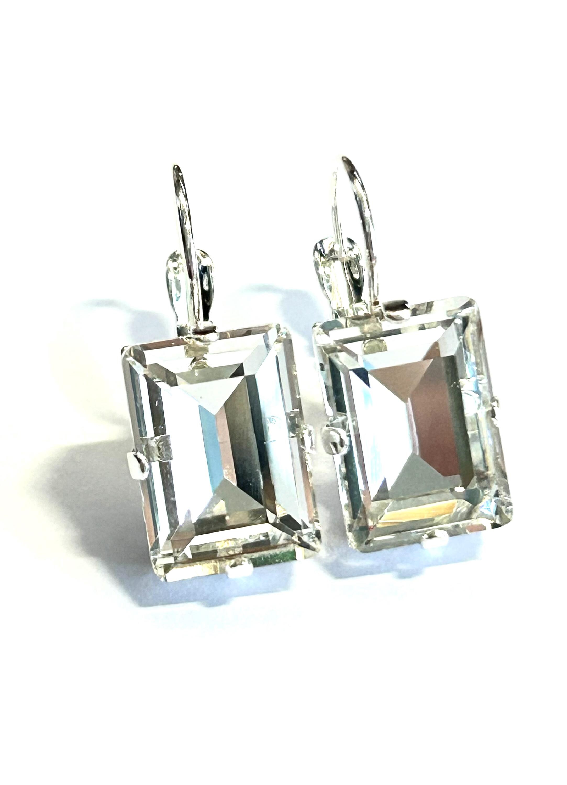 5cm Long Austrian Crystal Chandelier Earrings - Glass Rhinestone In Jet/Silver/Vintage Gold Tone - View #2