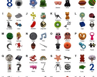 104 Alphabet Trinkets - 4 Each of 26 Alphabet Letters, Great for I Spy Bottles, I Spy Bags, Sensory Bins. Alphabet Letters Option.