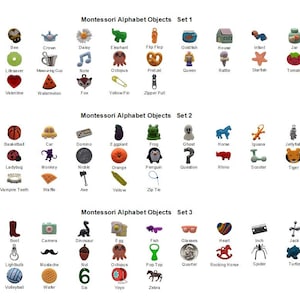 Montessori Alphabet Objects - Phonetic Objects, Great for Alphabet Object Bins, I Spy Bottles, I Spy Bags, Sensory Bins.