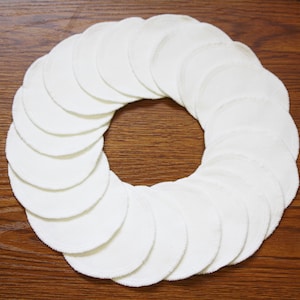 White Cotton Flannel Facial Rounds - 3 inch Cosmetic Rounds - Set of 12, 20, 30, or 40 - Makeup Remover - Reusable Cotton Rounds/Toner Pads