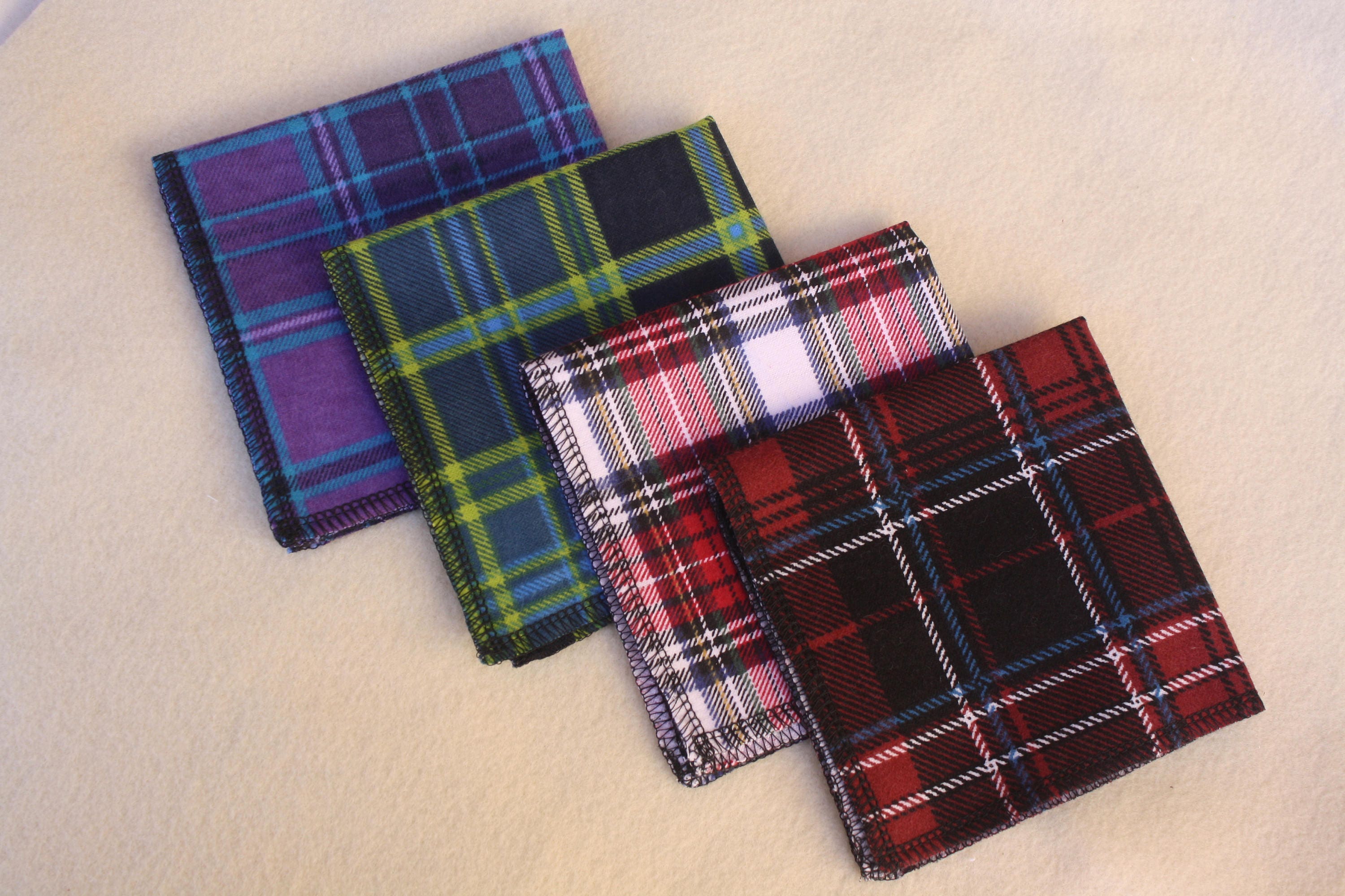 Mens Plaid Flannel Handkerchiefs Set of 4 Reusable or Etsy
