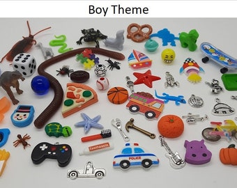 I Spy Bag Trinkets, Boy Themed, Select Sets of 25, 50, 75, or 100, No Duplicates, I Spy Bottle, Sensory Bin, Alphabet Letters Option