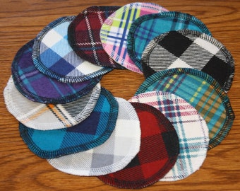 Plaid Facial Rounds - Set of 12, 20, 30, or 40 - 3 inch Reusable Cosmetic Pads - Makeup Remover - Eco Friendly - Toner Pads