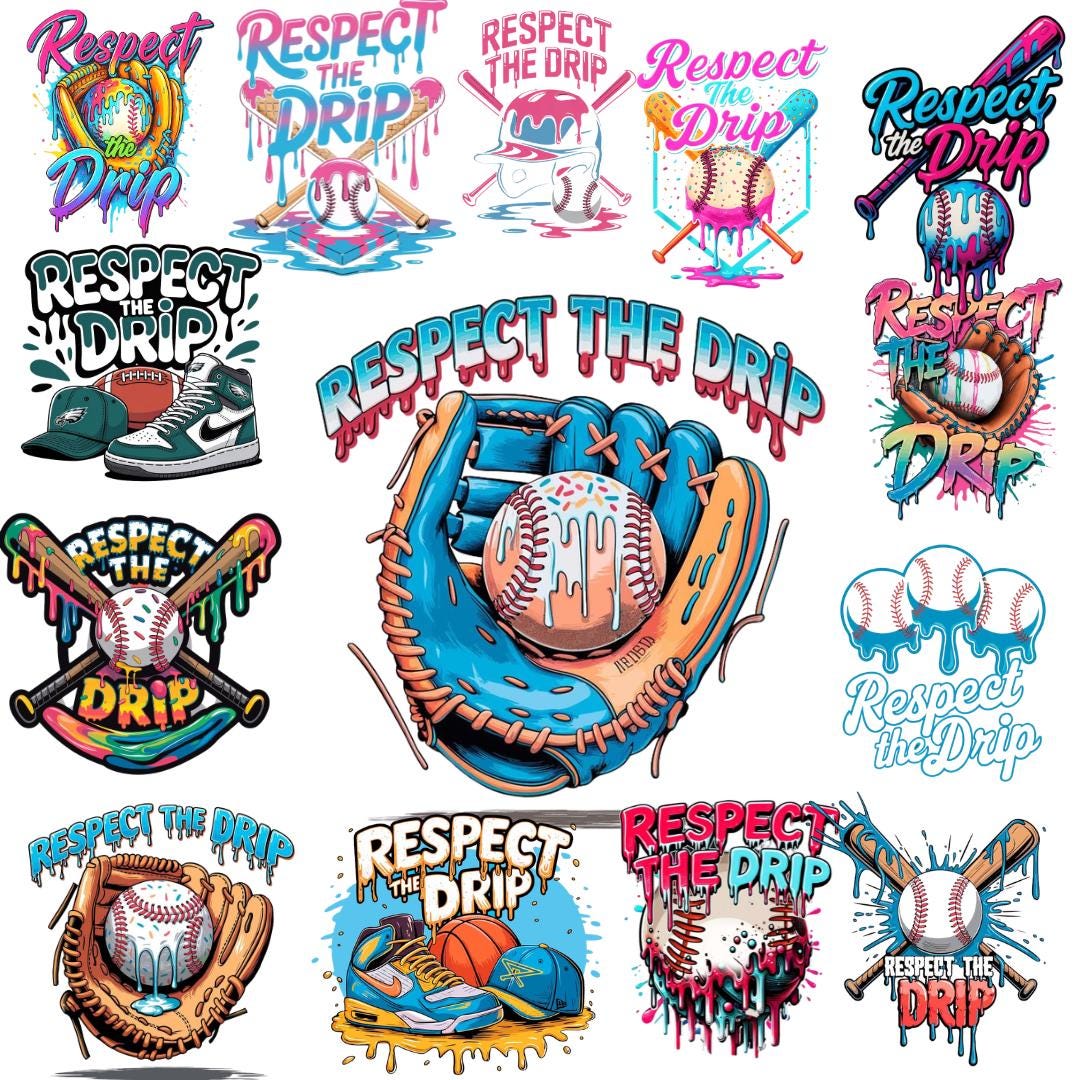 Baseball Drip PNG Bundle | Respect the Drip Sublimation Designs |retro ...