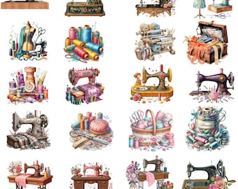 Sewing Machine PNG Bundle, Vintage Sublimation Design (Digital Download)