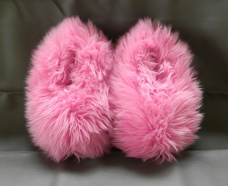 Slippers Retro Pink Fur Color Shaggy Furry Fuzzy | Etsy