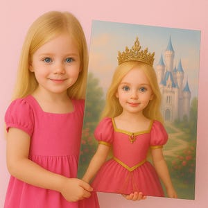 Custom Princess Portrait: Fairytale Castle Personalized Wall Art