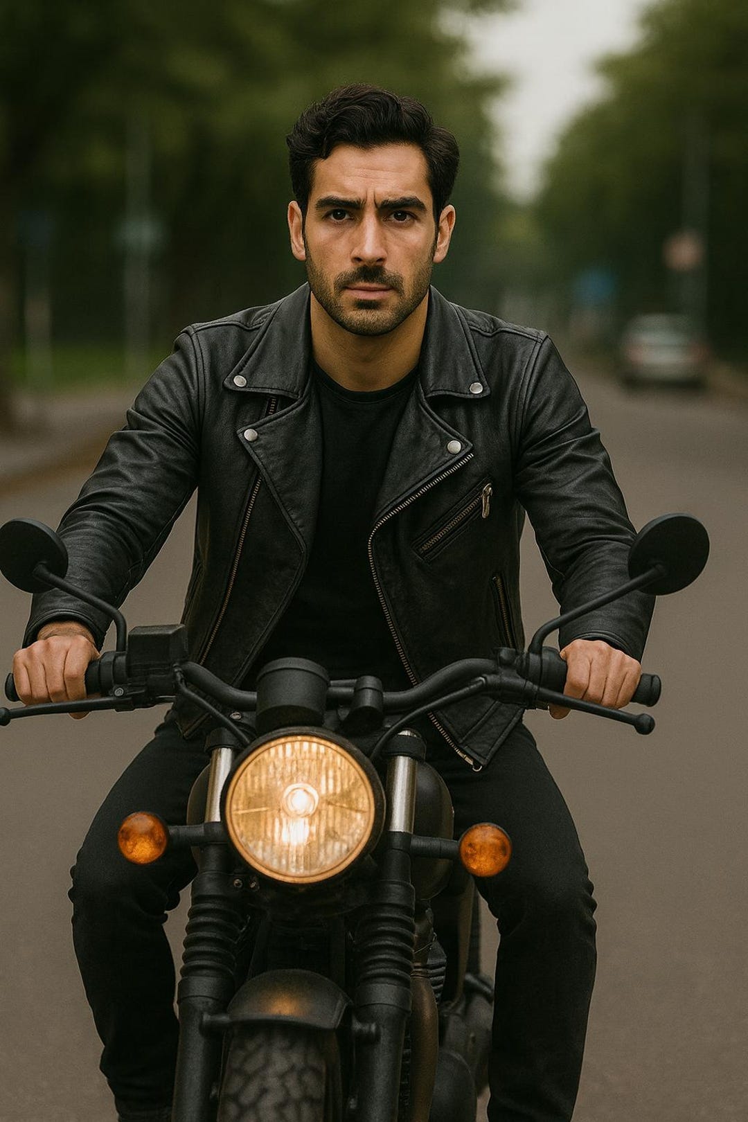 Italian Leather Motorcycle Jacket (M)