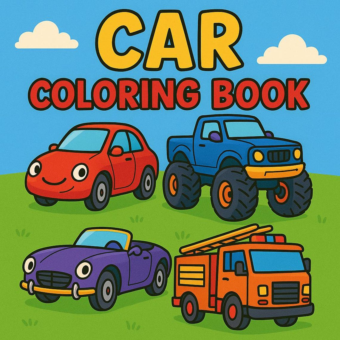 Cars Coloring Book: 40+ Printable Pages, Fun DIY Art (PDF Download) - Etsy