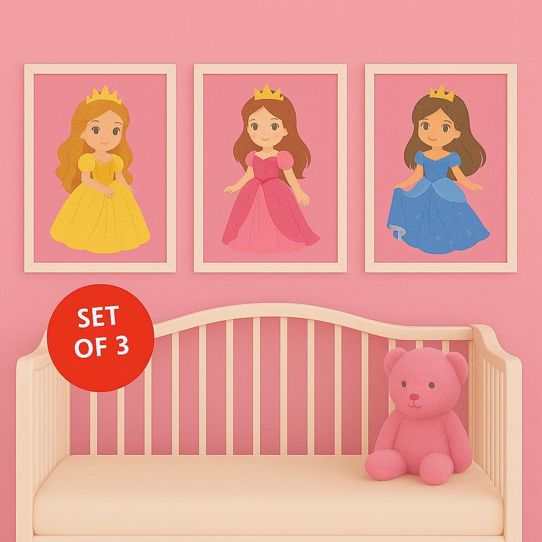 Customizable Princess Nursery Art Prints: Baby Girl Room Decor (set of ...