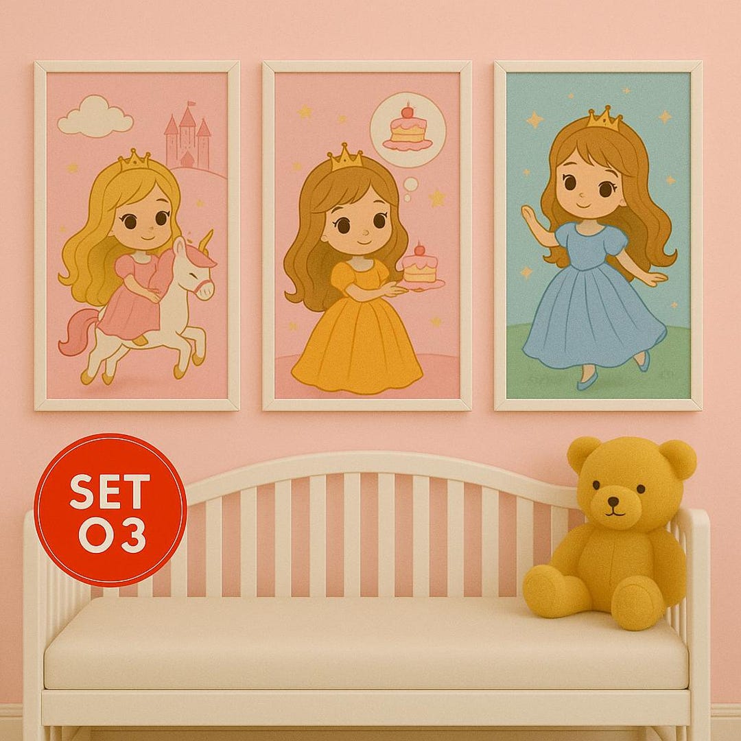Princess Nursery Wall Art Set: Customizable Baby Room Decor - Etsy