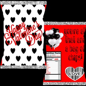 Valentine&#39;s Day Chip Bag Download. Digital Download. Party Favor. Valentines Treats. Chip Bag Label.