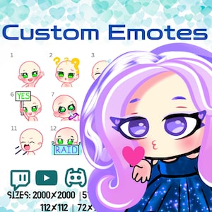 Emote Twitch personalizzate: Emote OC personalizzate per gli streamer / Grafica digitale su misura per Discord e YouTube