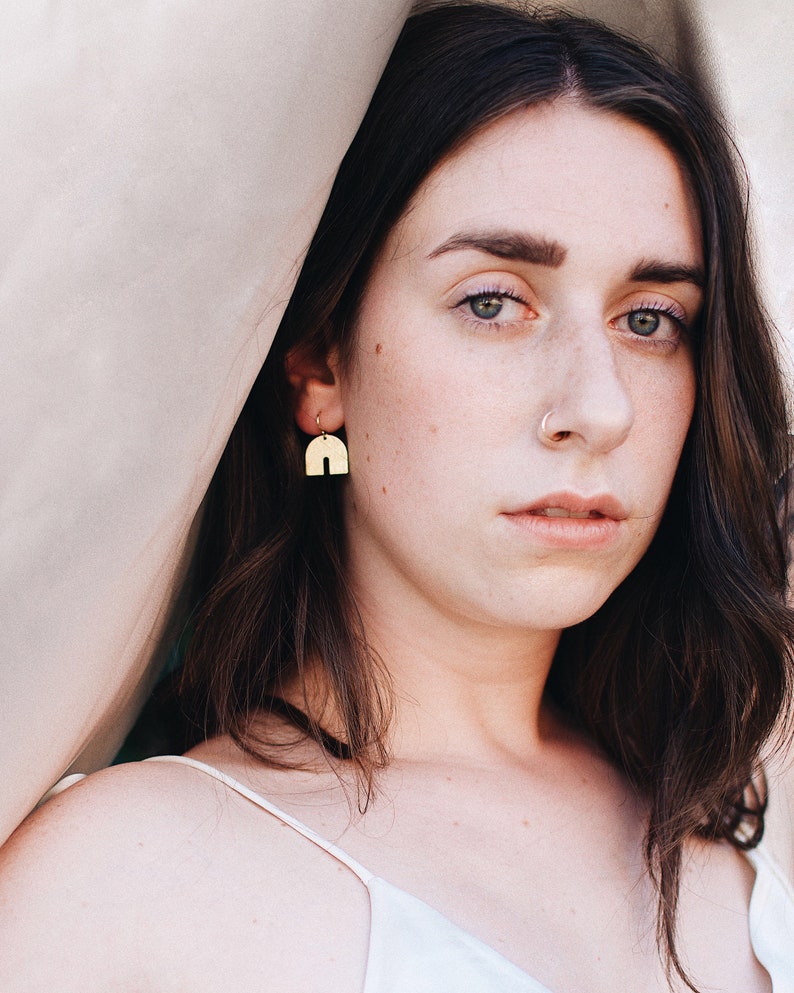 Brass Simple Rainbow Earrings