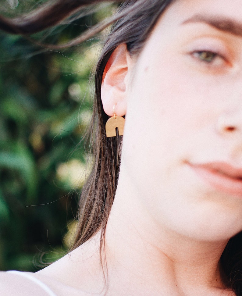 Brass Simple Rainbow Earrings