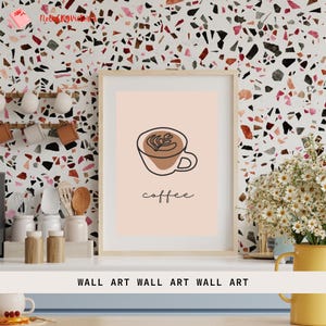 Kaffee Wand Kunst Druck minimalistischen Latte Art Poster Küche Dekor Cafe druckbare digitaler Download für Kaffee-Liebhaber