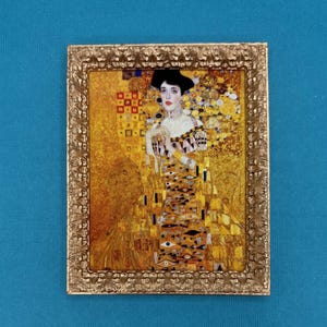 Dollhouse Framed Art, Gustav Klimt's Portrait of Adele Bloch-Bauer I, Miniature Print - 1:12 Scale