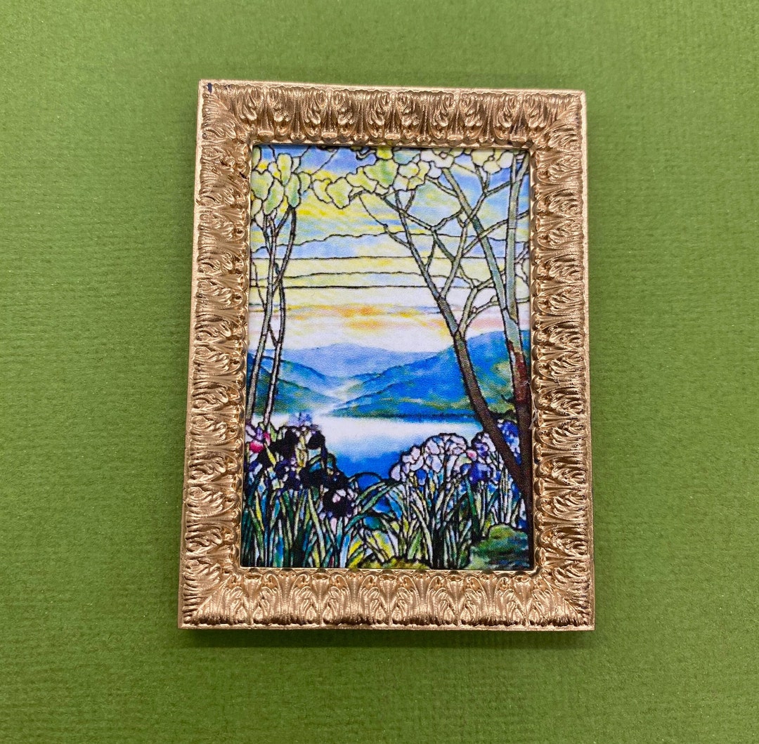 Tiffany Window Miniature Picture, Paper Framed Print of a Stained Glass ...