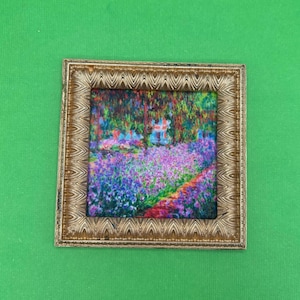 Claude Monet&#39;s The Artist&#39;s Garden at Giverny Miniature Framed Print, Impressionist Art Reproduction Dollhouse Picture