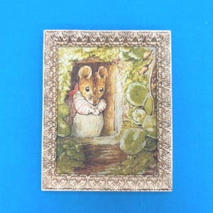 Miniature Picture of Mrs Mouse from the Peter Rabbit Books by Beatrix Potter, Dollhouse Framed Art with Mouse, Vintage Style Print