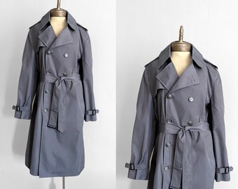 Vintage Oversized Gray Menswear Belted Trench Coat