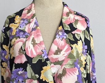 1990's oversized floral print soft draped blazer jacket