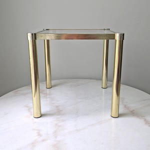 Vintage Brass & Glass End Table