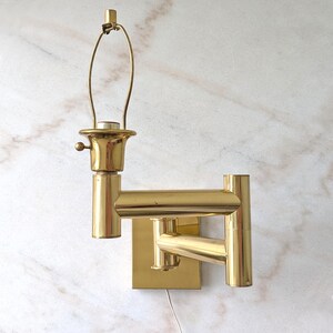 Vintage Brass Swing Arm Plug-in Wall Lamp