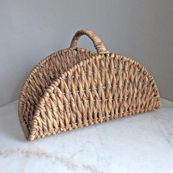 Vintage Woven Wicker Firewood Basket with Handle