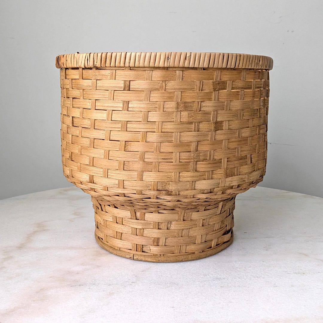 Split Reed Basket Vintage Scupltural Split Reed Bamboo Basket - Etsy