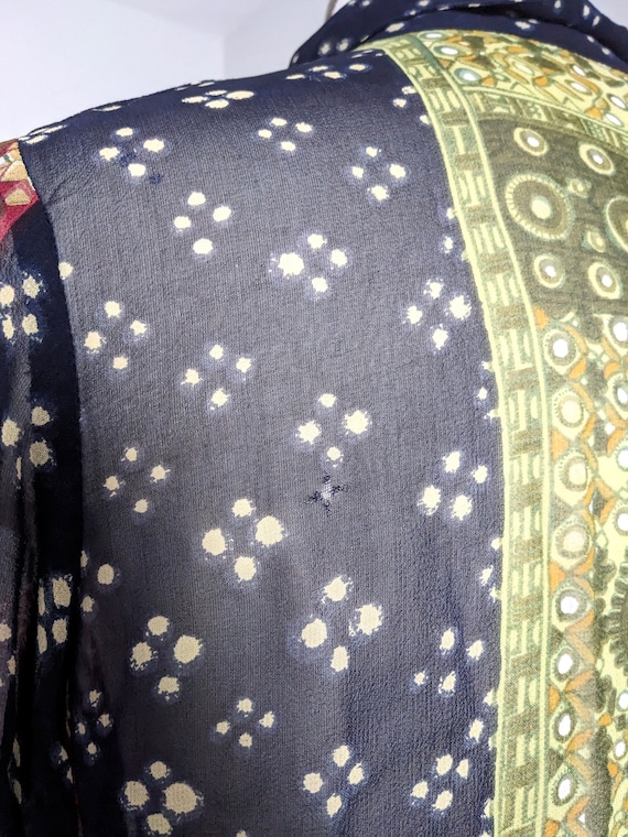 Vtg Sheer Patchwork Pattern Long Shirt Tunic - image 6